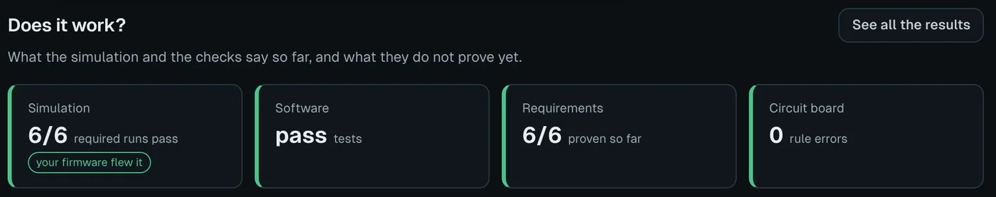 The Does it work panel in dark mode.